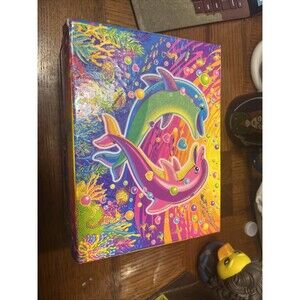 Vintage Lisa Frank Dancing Dolphins Jewelry Stationary Keepsake Box w/Mirror